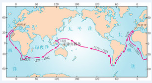 麦哲伦环球航行路线图