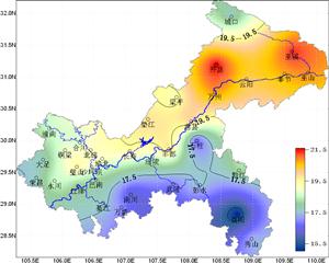重庆市某日日平均气温分布