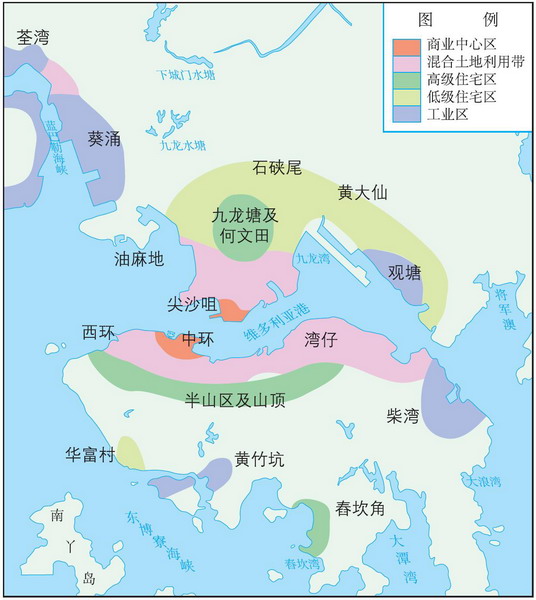 教学图库-香港城市土地利用简图 地理 高中必修2（人教版）