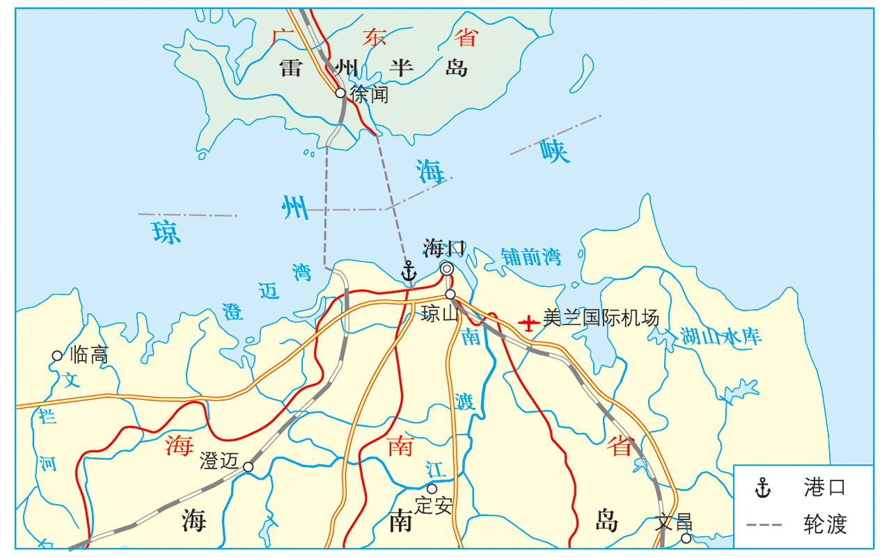 海口地理位置示意 地理 高中必修2(湘教版)